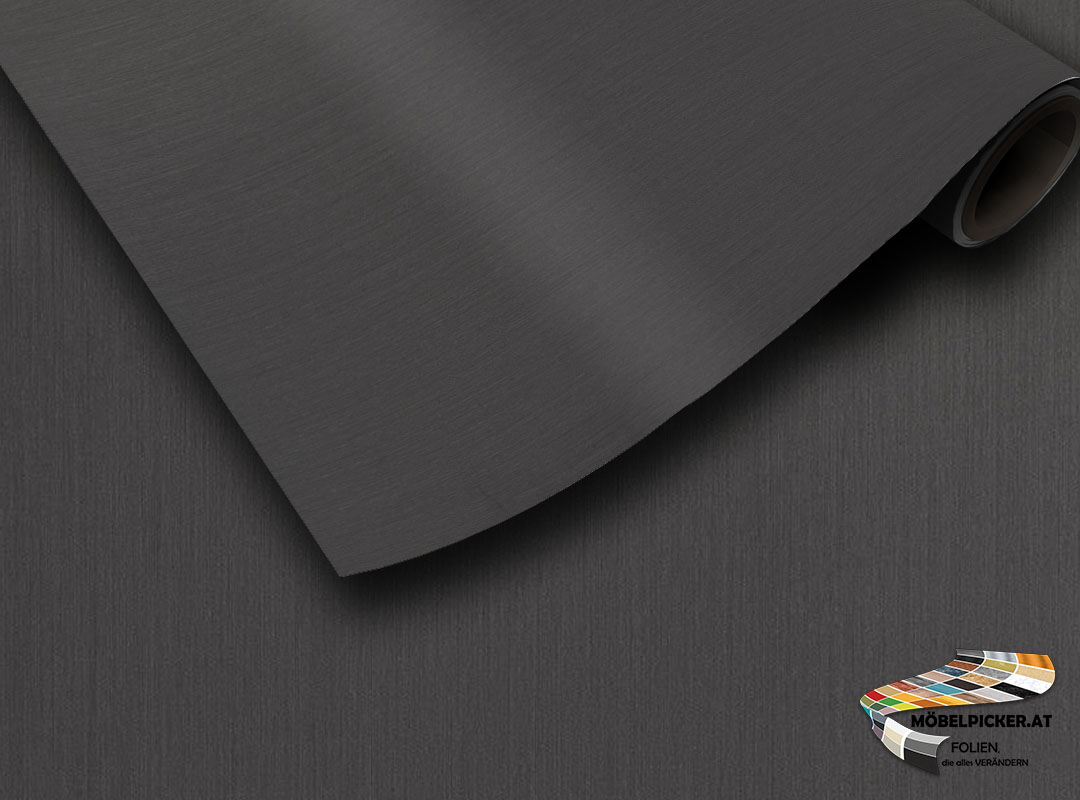 Outdoor: Metall Gebürstet Dunkelgrau - Möbelfolie, Klebefolie, Dekorfolie, Küchenfolie, Architekturfolie, Möbelbaufolie
